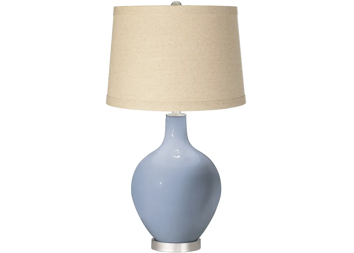 Color Plus Blue Sky Burlap Drum Shade Ovo Table Lamp